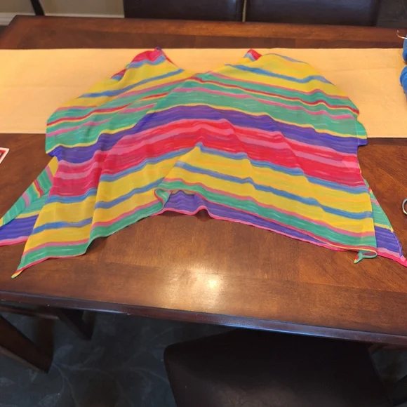 Show Me Your Mumu USA Colorful Striped Sheer Top Or Cover Up - Picture 14 of 15